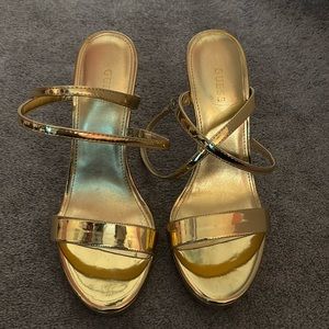 Gold guess high heels size 9 worn once